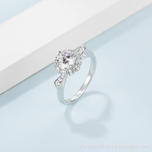 Simplest Engagement Silver Ring For Women Wedding Ring Four Prong Crystal  925 Silver Jewelry Rings For Anniversary